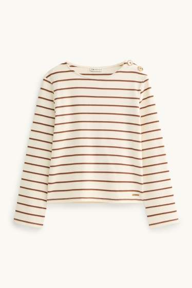 Enfants filles - Haut à manches longues - à rayures - marron / blanc crème