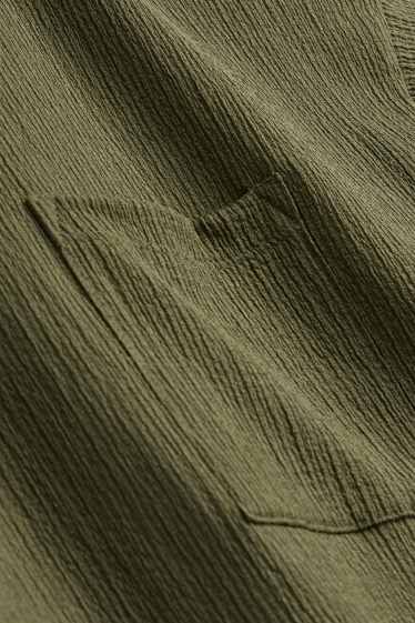 Dames - T-shirt - relaxed fit - met structuur - kaki