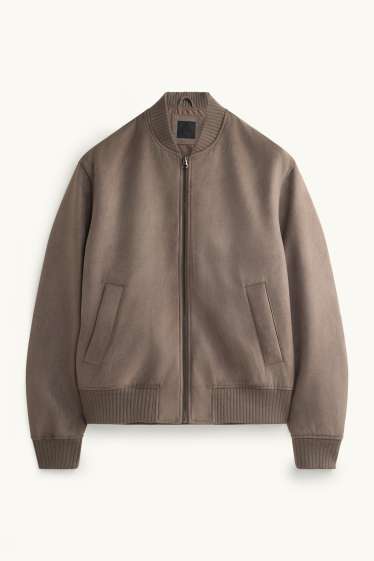 Herren - Bomberjacke - Velourslederimitat - braun