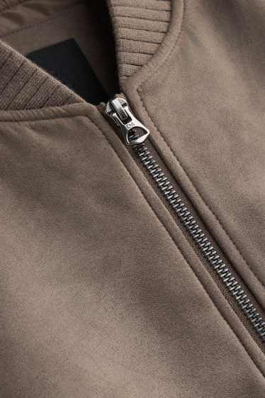Herren - Bomberjacke - Velourslederimitat - braun