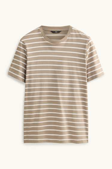 Herren - T-Shirt - Regular Fit - gestreift - beige