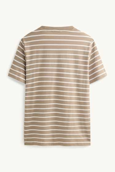 Herren - T-Shirt - Regular Fit - gestreift - beige