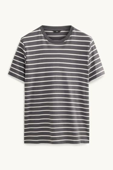 Bărbați - Tricou - regular fit - cu dungi - gri închis