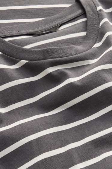 Bărbați - Tricou - regular fit - cu dungi - gri închis