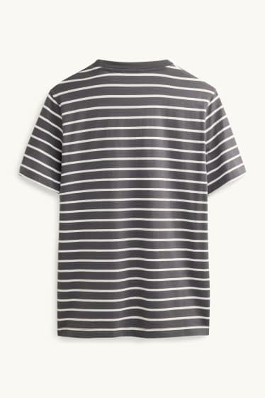 Bărbați - Tricou - regular fit - cu dungi - gri închis