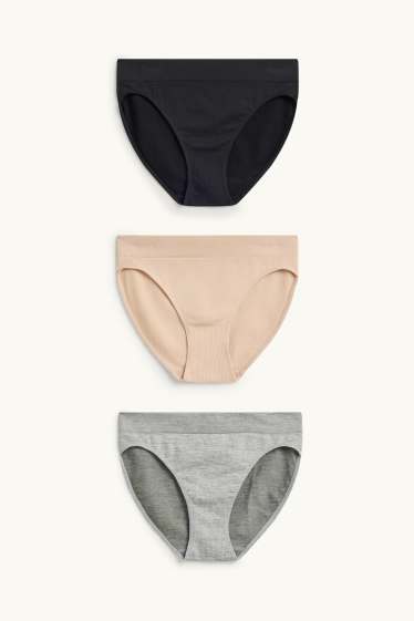 Women - Multipack of 3 - knickers - seamless - beige