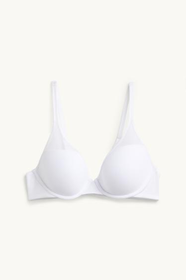 Dames - BH met beugels - PLUNGE - voorgevormd - wit