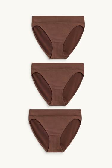 Dames - Set van 3 - slip - seamless - bruin