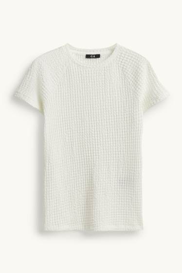 Damen - T-Shirt - Regular Fit - cremefarben