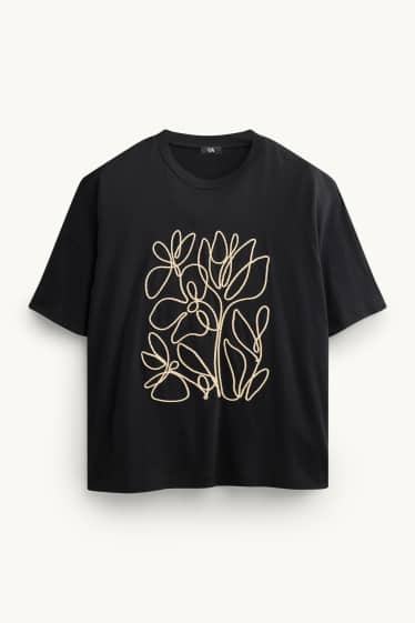 Damen - T-Shirt - Relaxed Fit - schwarz