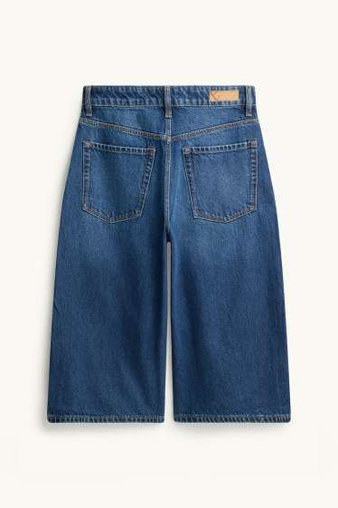 Damen - Jeans-Bermudas - High Waist - dunkeljeansblau