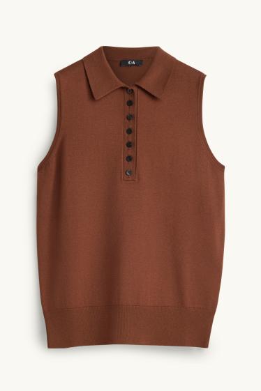 Damen - Strick-Top - dunkelbraun
