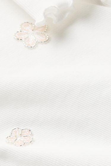 Děti - dívky - Květiny - tričko s krátkým rukávem - žebrované - bílá