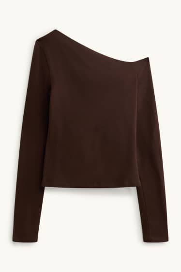 Femmes - Haut à manches longues - slim fit - marron