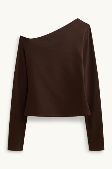Femmes - Haut à manches longues - slim fit - marron