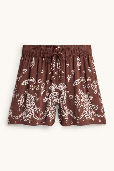 Damen - Shorts - Mid Waist - gemustert - braun