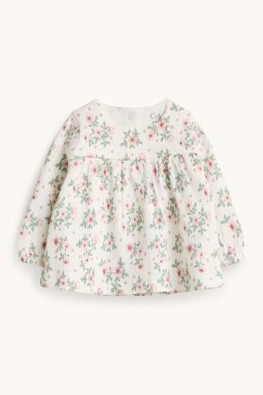 Bébés filles - Petites fleurs - tenue bébé - 3 pièces - blanc / rose