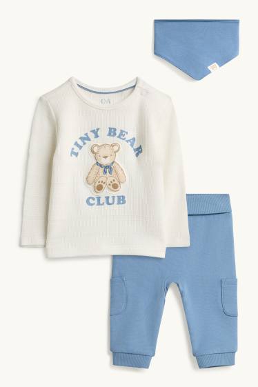 Baby Buben - Teddybär - Erstlingsoutfit- 3 teilig - blau / weiß