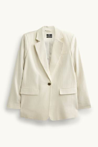 Mujer - Americana de oficina con parte de lino - regular fit - blanco