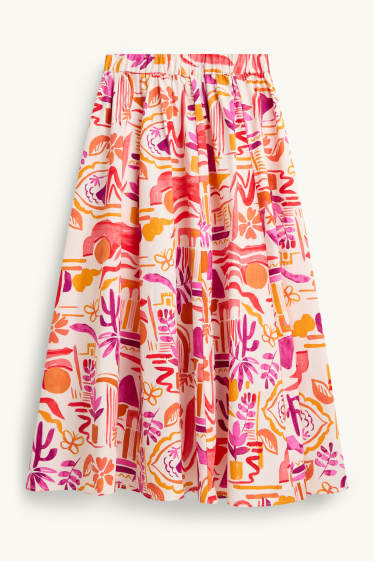 Dames - Rok - met patroon - rood / crème wit
