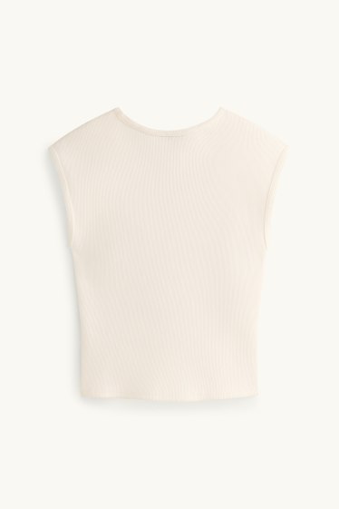 Damen - Crop Top - gerippt - weiß