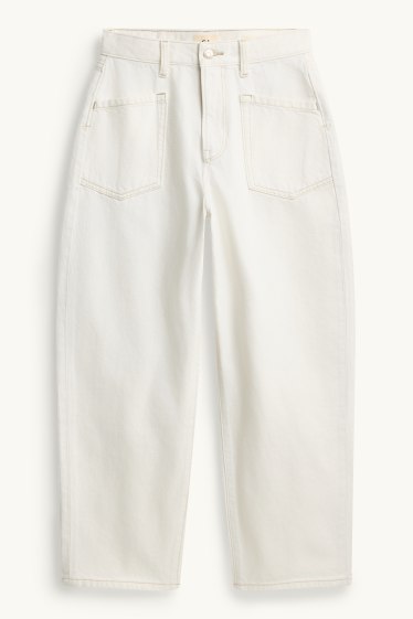 Dámské - Barrel jeans - high waist - bílá