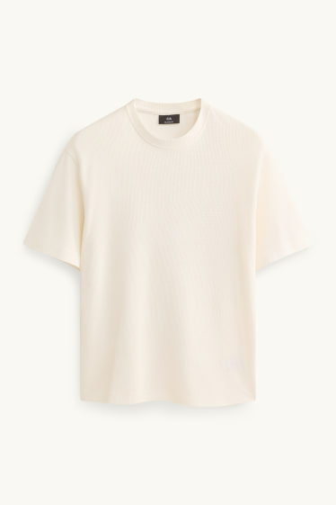 Herren - T-Shirt - Relaxed Fit - strukturiert - cremeweiß