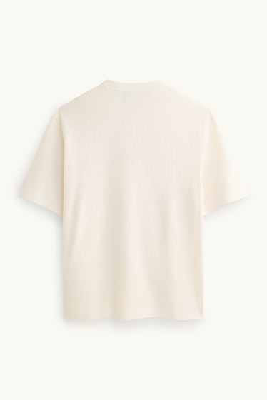 Herren - T-Shirt - Relaxed Fit - strukturiert - cremeweiß