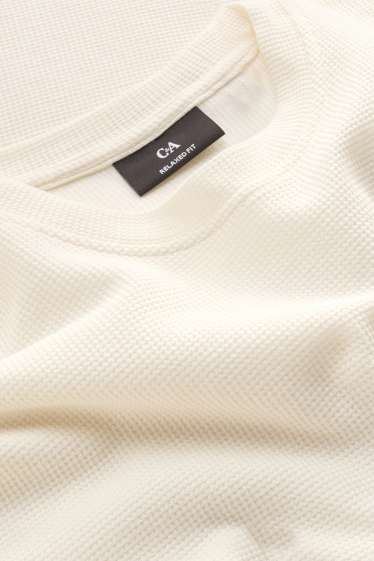 Herren - T-Shirt - Relaxed Fit - strukturiert - cremeweiß