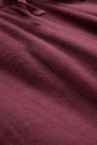 Dames - Pantalon - mid waist - wide leg - bordeaux