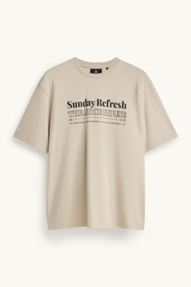 Hommes - T-shirt - relaxed fit - beige