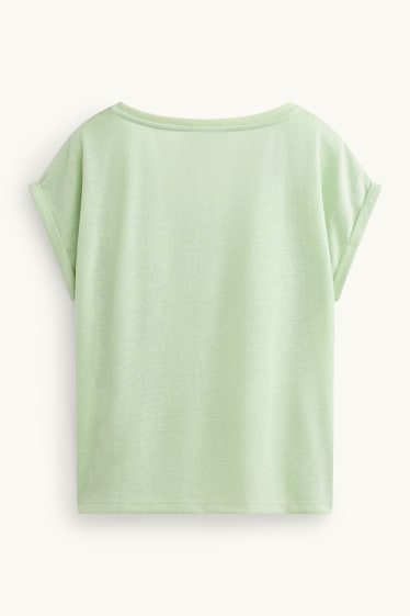 Femei - Tricou cu decolteu în V - relaxed fit - verde deschis