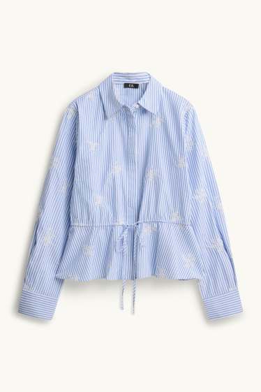 Damen - Bluse - gestreift - blau