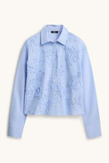 Damen - Bluse - gestreift - hellblau