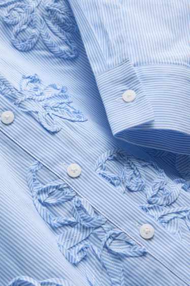 Damen - Bluse - gestreift - hellblau