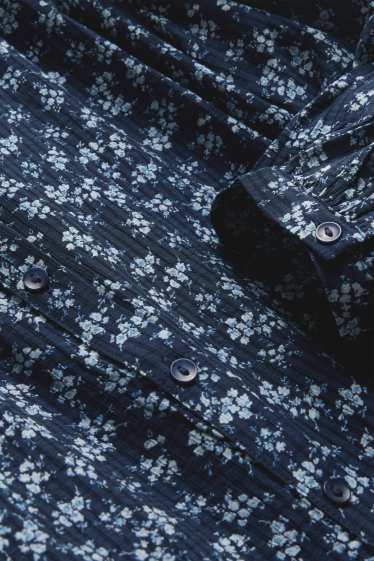 Damen - Bluse - geblümt - blau / weiß