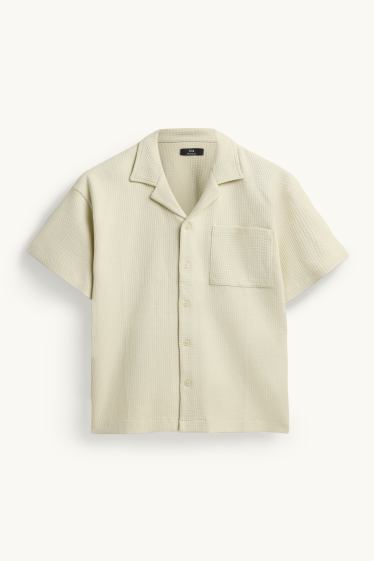 Hommes - Chemise - relaxed fit - col à revers - finition texturée - crème