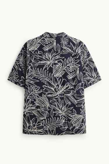 Pánské - Košile - regular fit - klopový límec - se vzorem - tmavomodrá