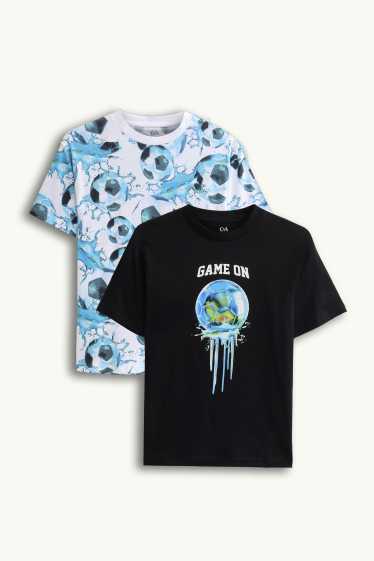 Děti - chlapci - Multipack 2 ks - fotbal - tričko s krátkým rukávem - černá