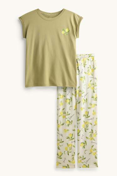 Dámské - Pyžamo - se vzorem - žlutá