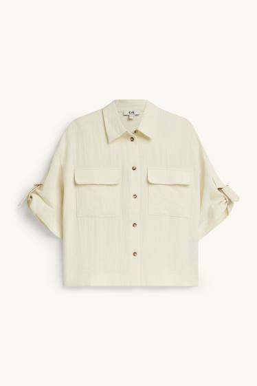 Damen - Hemdbluse - cremeweiß