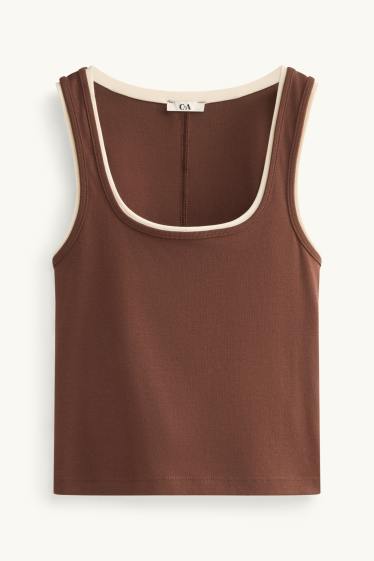 Dames - Top - 2-in-1-look - bruin