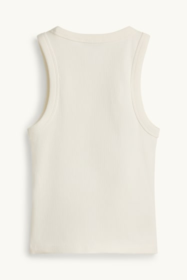 Dames - Top - geribd - wit