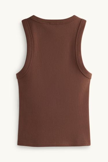 Damen - Top - gerippt - braun