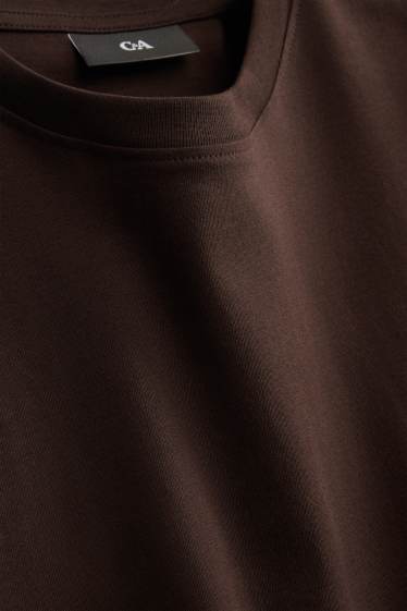 Heren - T-shirt - regular fit - donkerbruin