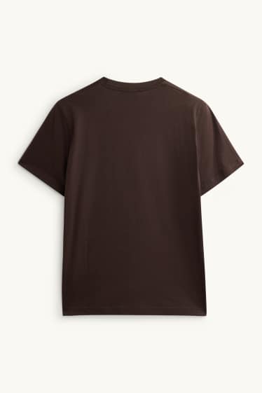 Heren - T-shirt - regular fit - donkerbruin