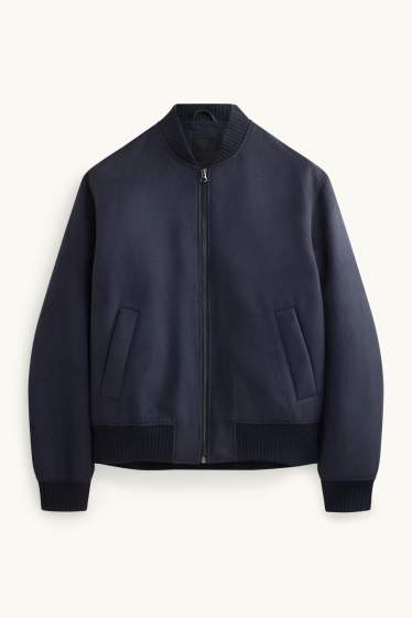 Heren - Bomberjack - imitatiesuède - donkerblauw
