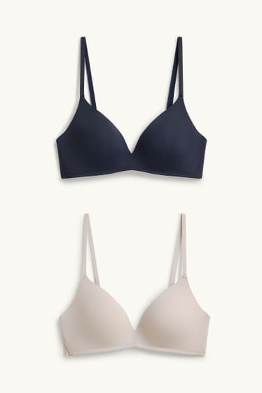 Women - Multipack of 2 - non-wired bra - padded - beige