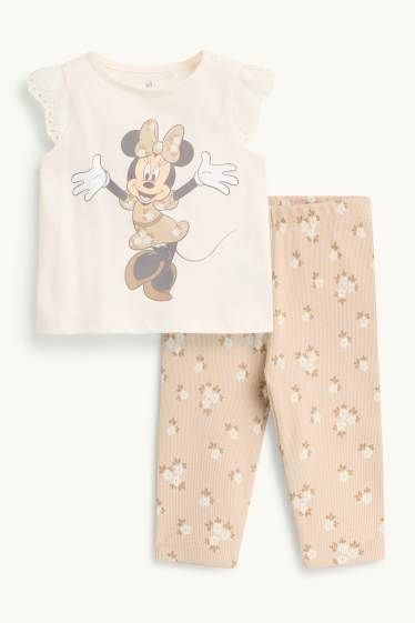 Baby Mädchen - Minnie Maus - Baby-Outfit - 2 teilig - cremefarben