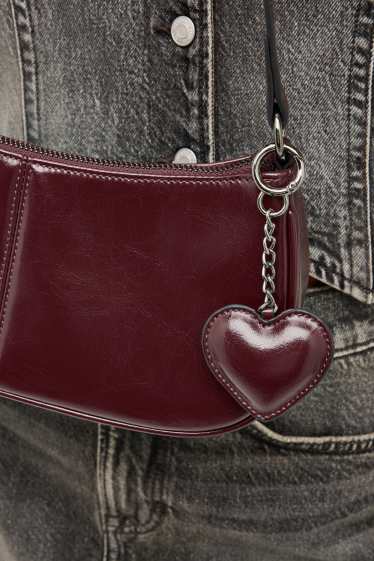 Damen - Schultertasche - Lederimitat - dunkelrot